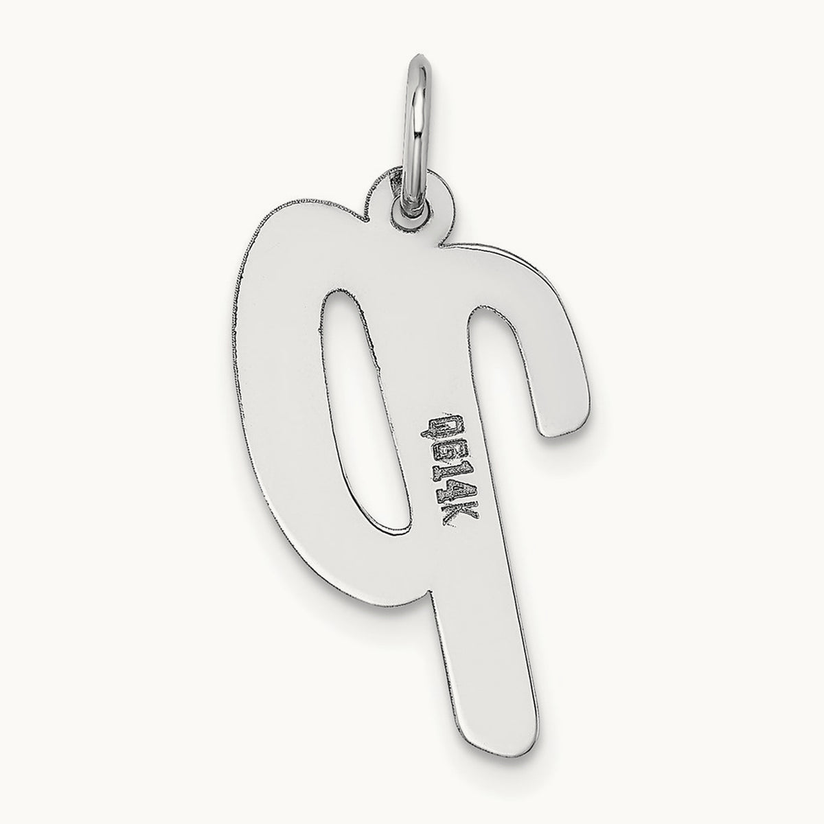 Large Script Initial Charm — 14K White Gold, P