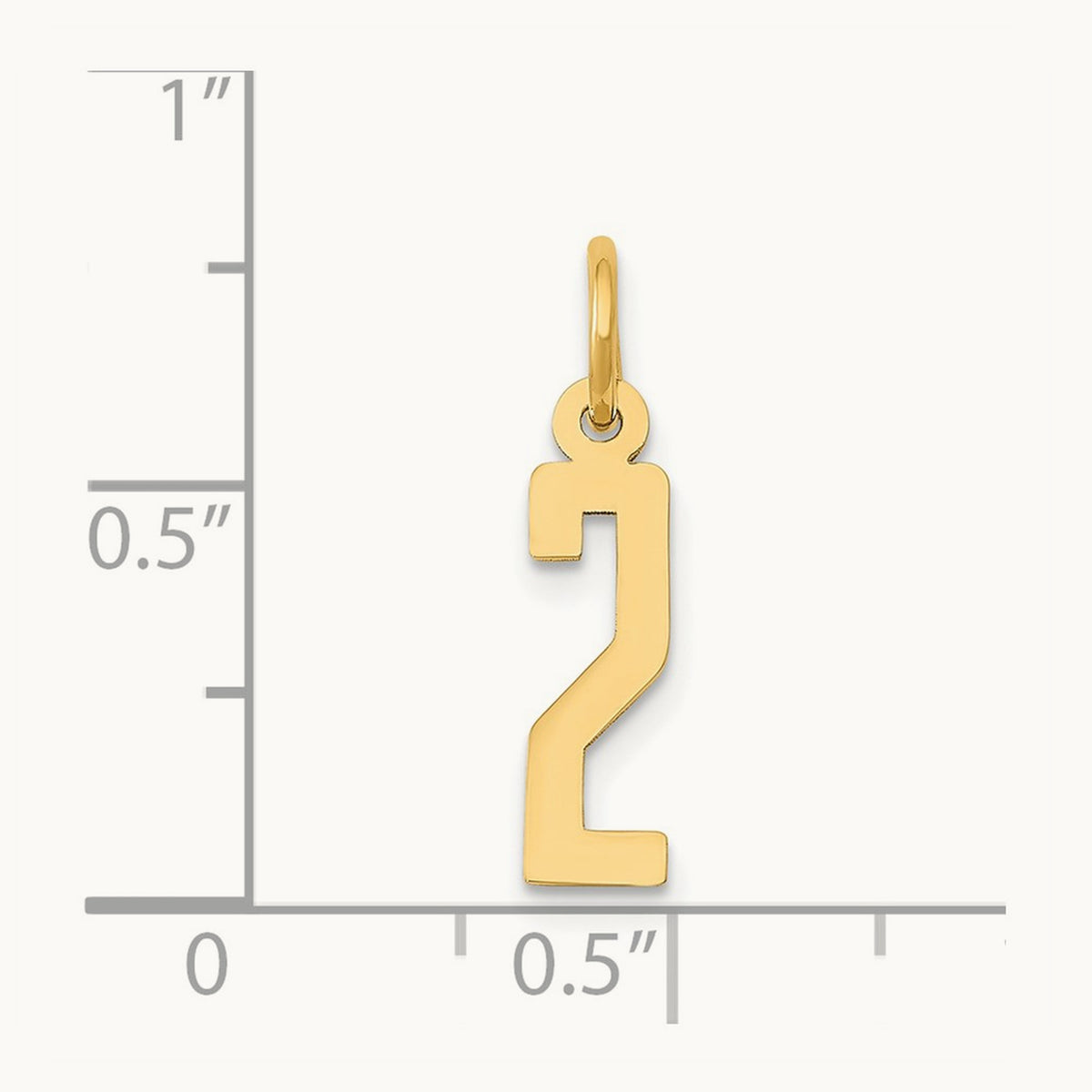 Small Elongated Number 2 Charm, 14K