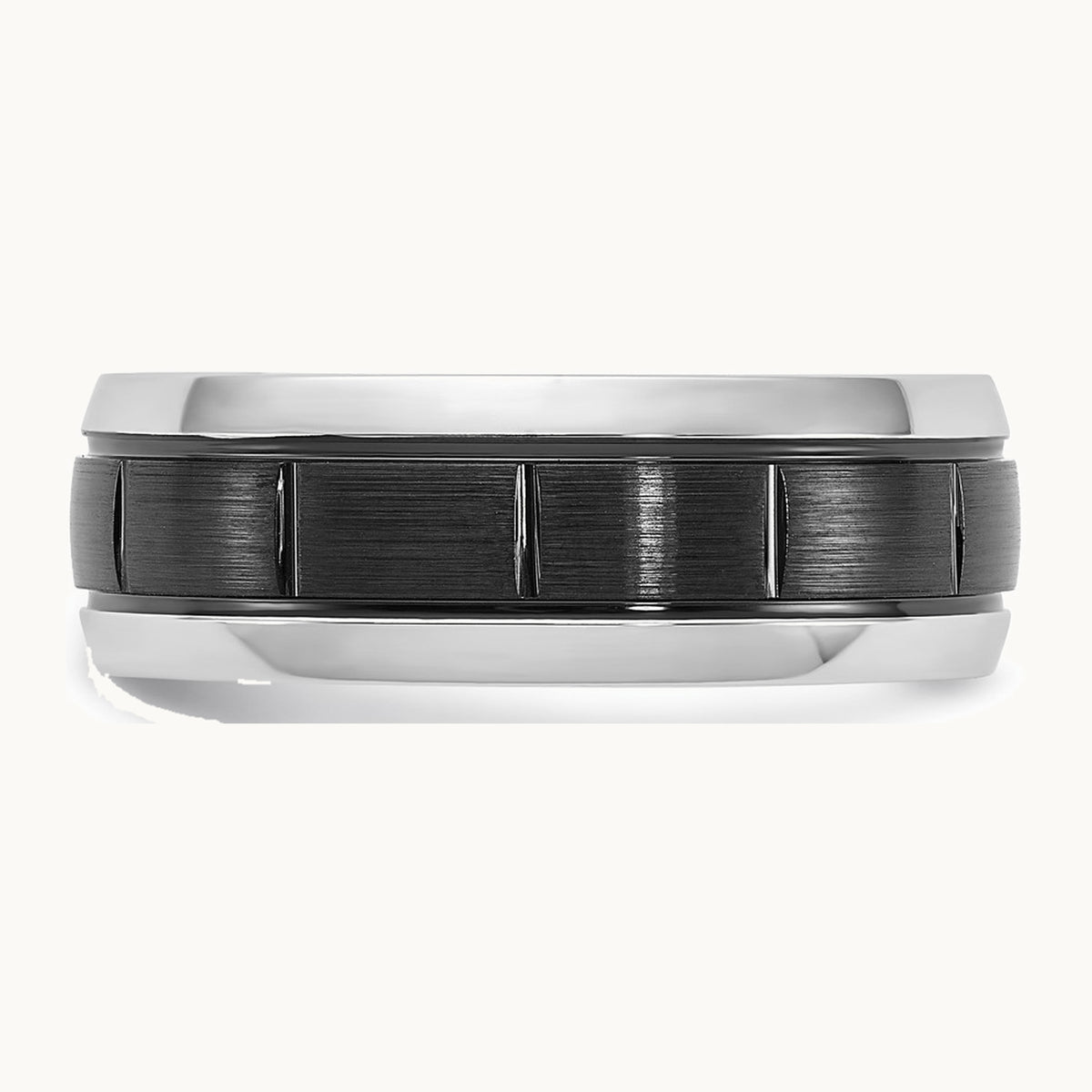 Chisel Cobalt Polished with Brushed Black IP-plated Grooved Center 8mm Band