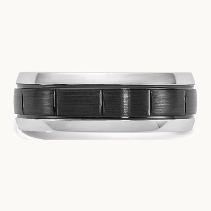 Chisel Cobalt Polished with Brushed Black IP-plated Grooved Center 8mm Band