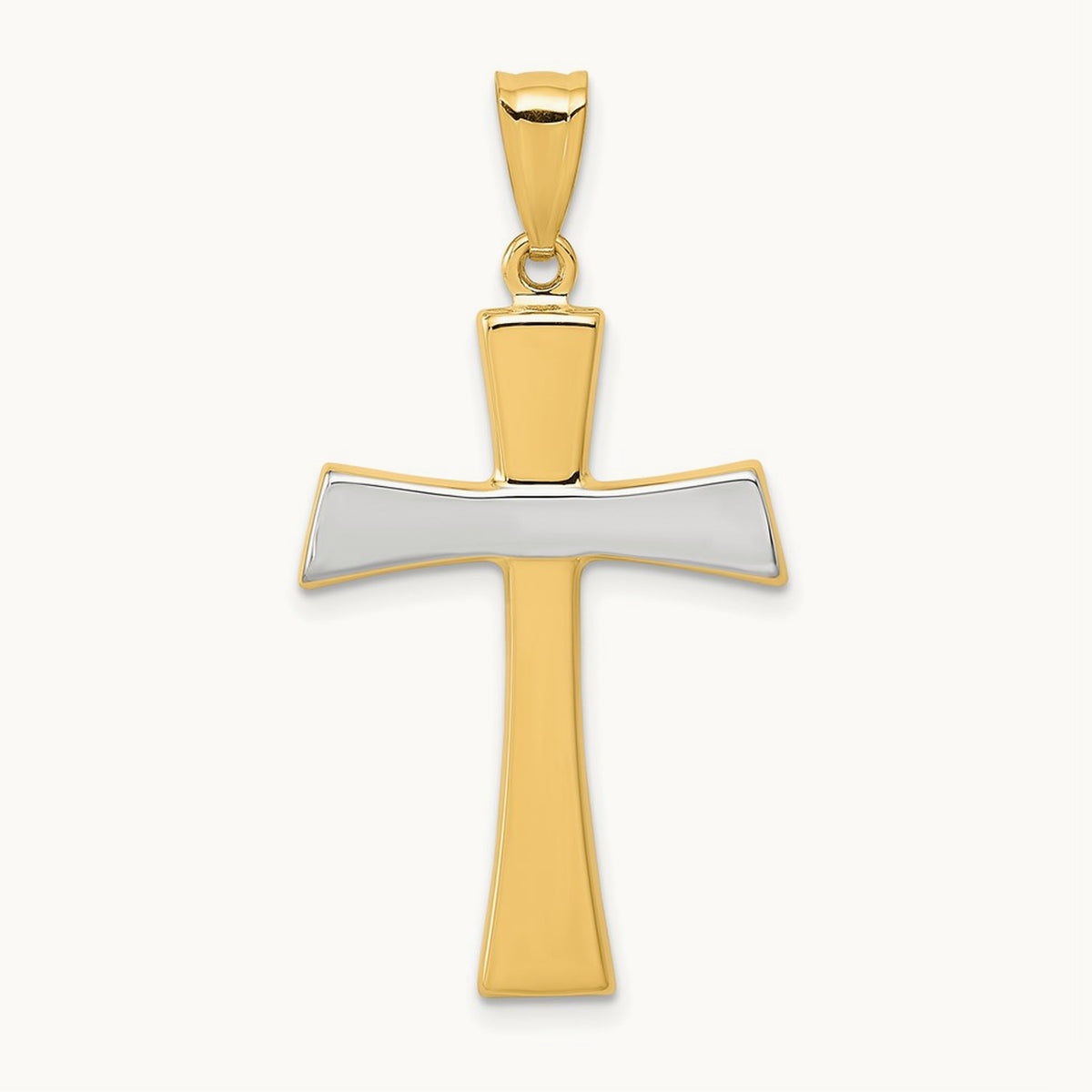/Rhodium Polished Cross Pendant, 14K White Gold