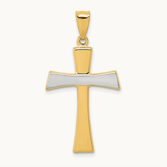 /Rhodium Polished Cross Pendant, 14K White Gold