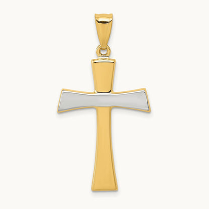 /Rhodium Polished Cross Pendant, 14K White Gold