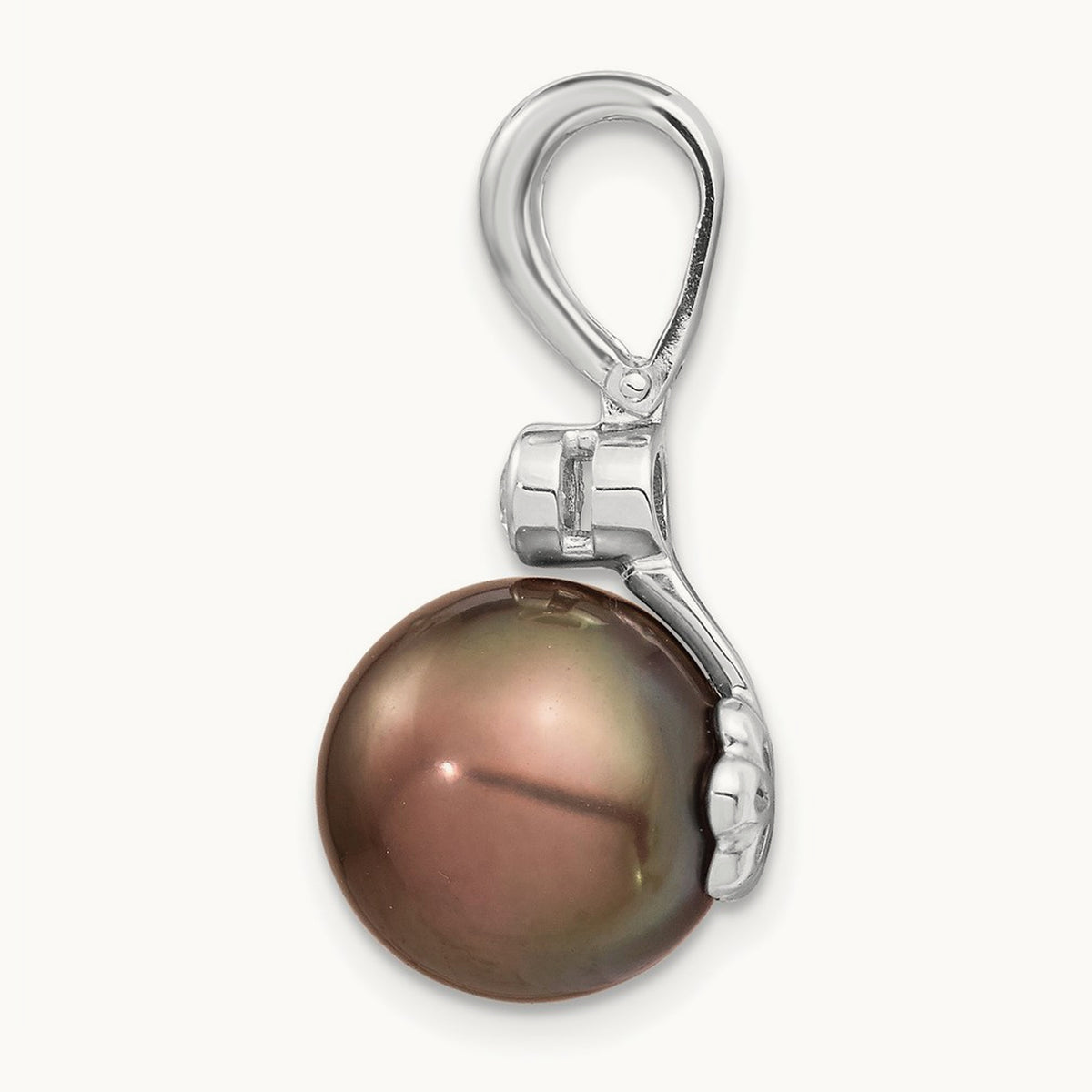 WG 10- Round Saltwater Cultured Tahitian Pearl .05ct Dia. Pendant, 14K