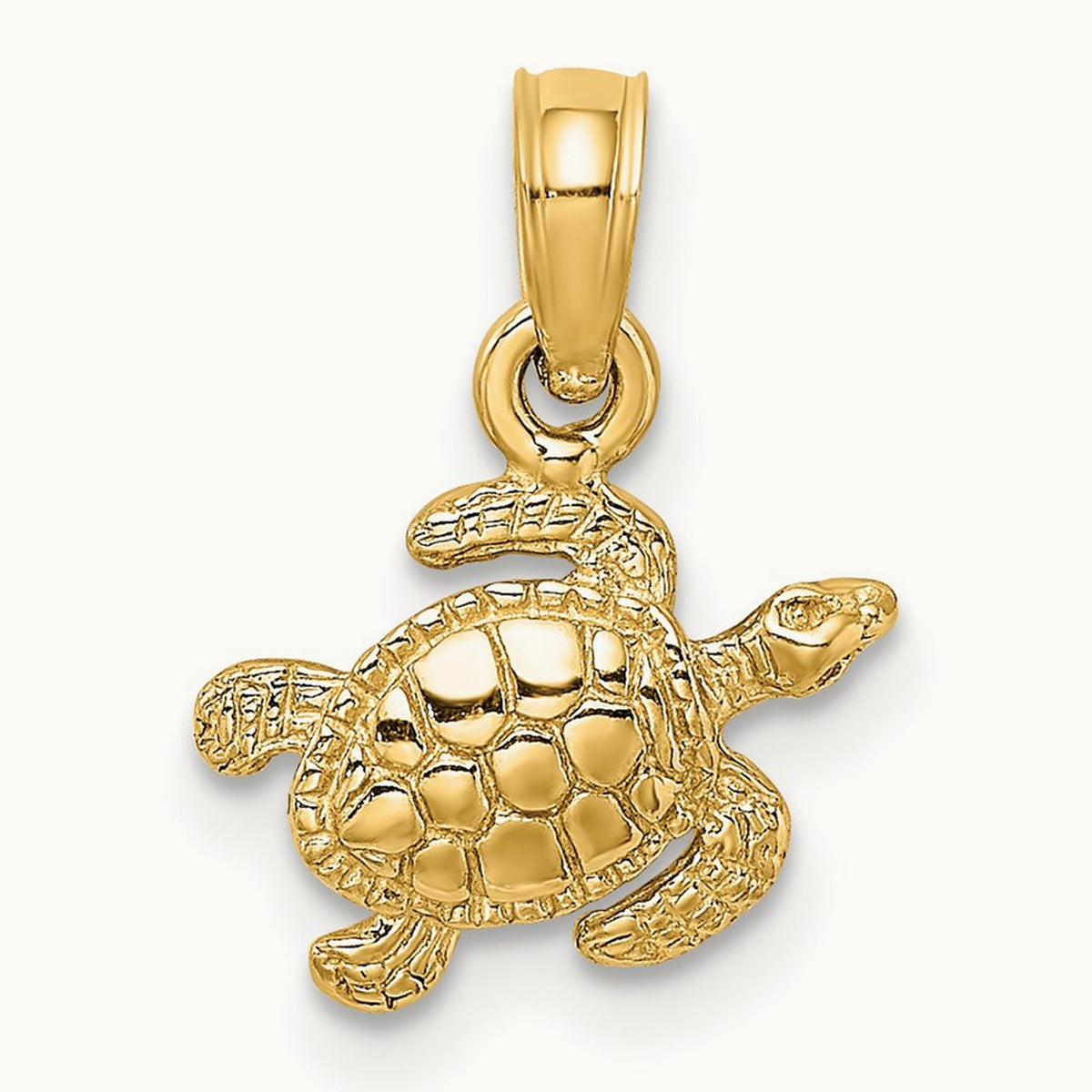 Textured Sea Turtle Charm, 14K