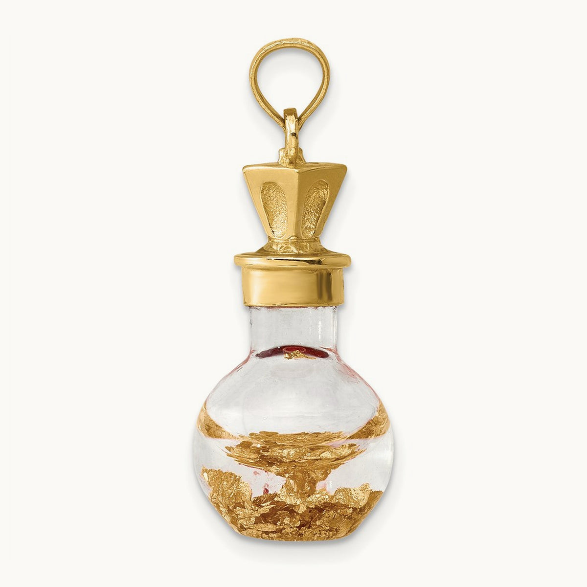 3-D Gold Leaf In Bottle Charm, 14K