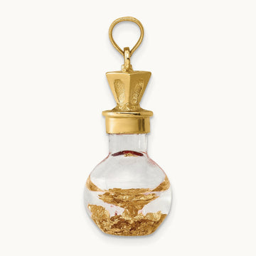 3-D Gold Leaf In Bottle Charm, 14K