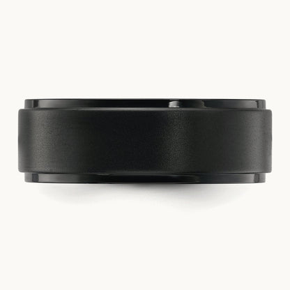 Polished Black IP-plated Brushed Center Band, 8mm, Stainless Steel