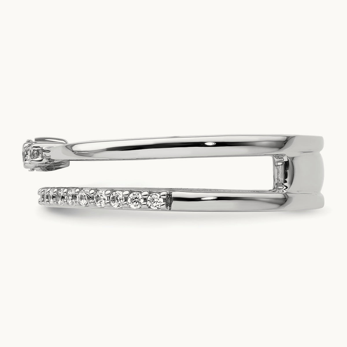 Polished Diamond Double Band Fashion Ring, 14K White Gold