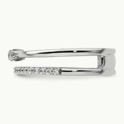 Polished Diamond Double Band Fashion Ring, 14K White Gold