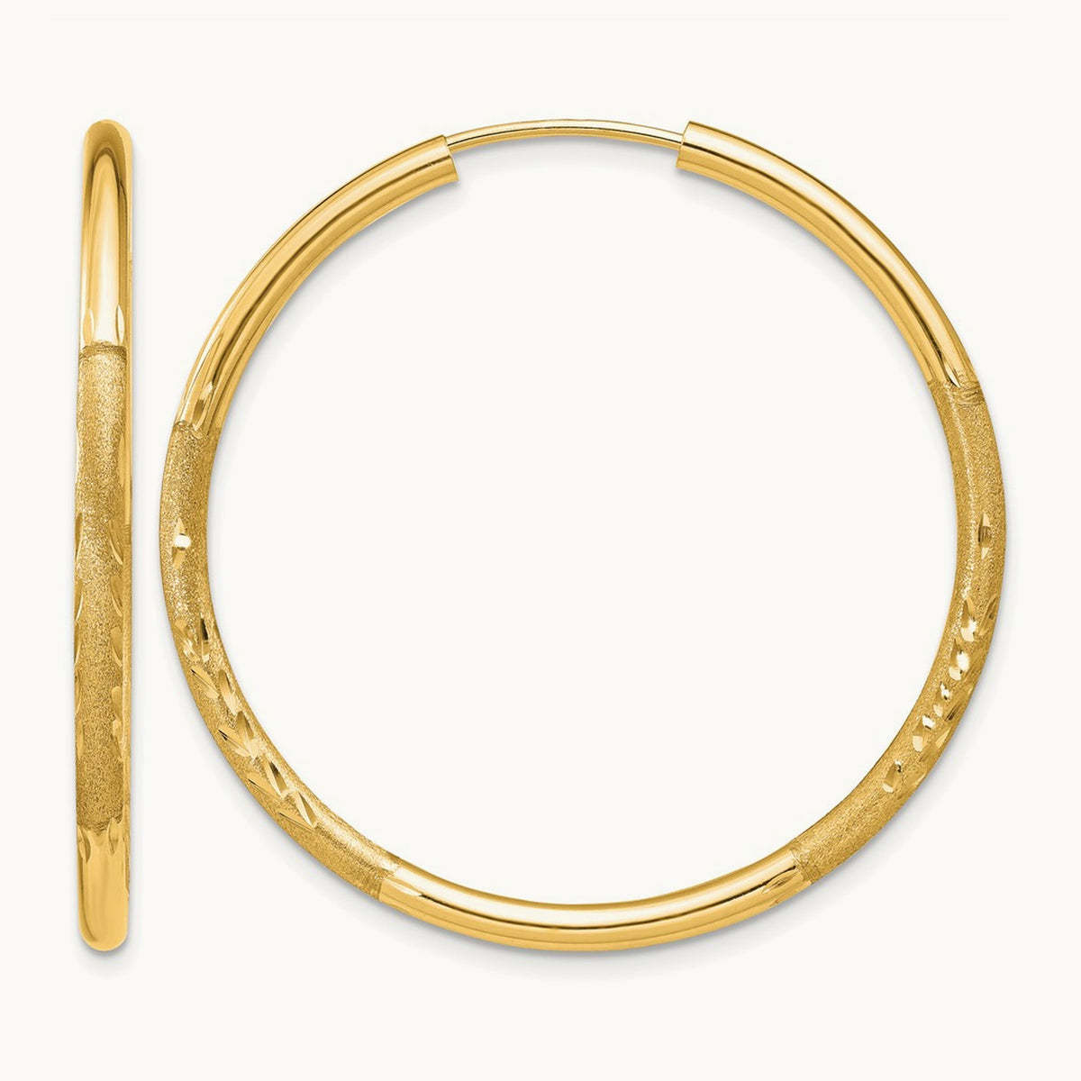 Satin Diamond-cut Endless Hoop Earrings — 30mm, 2mm