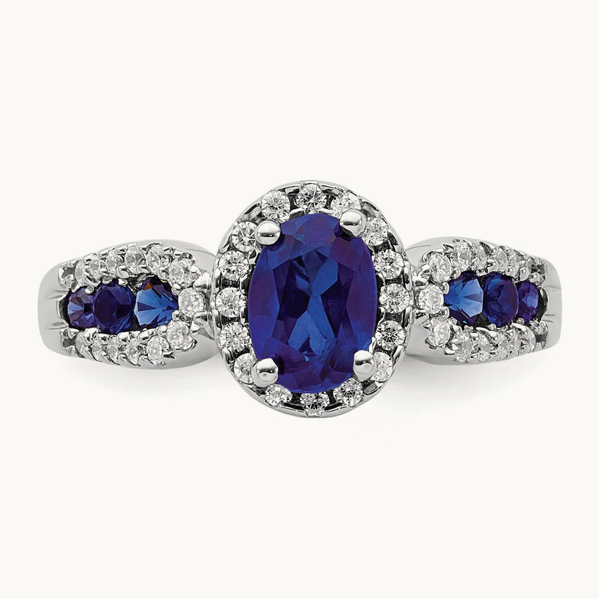 Oval Created Sapphire Ring — 7
