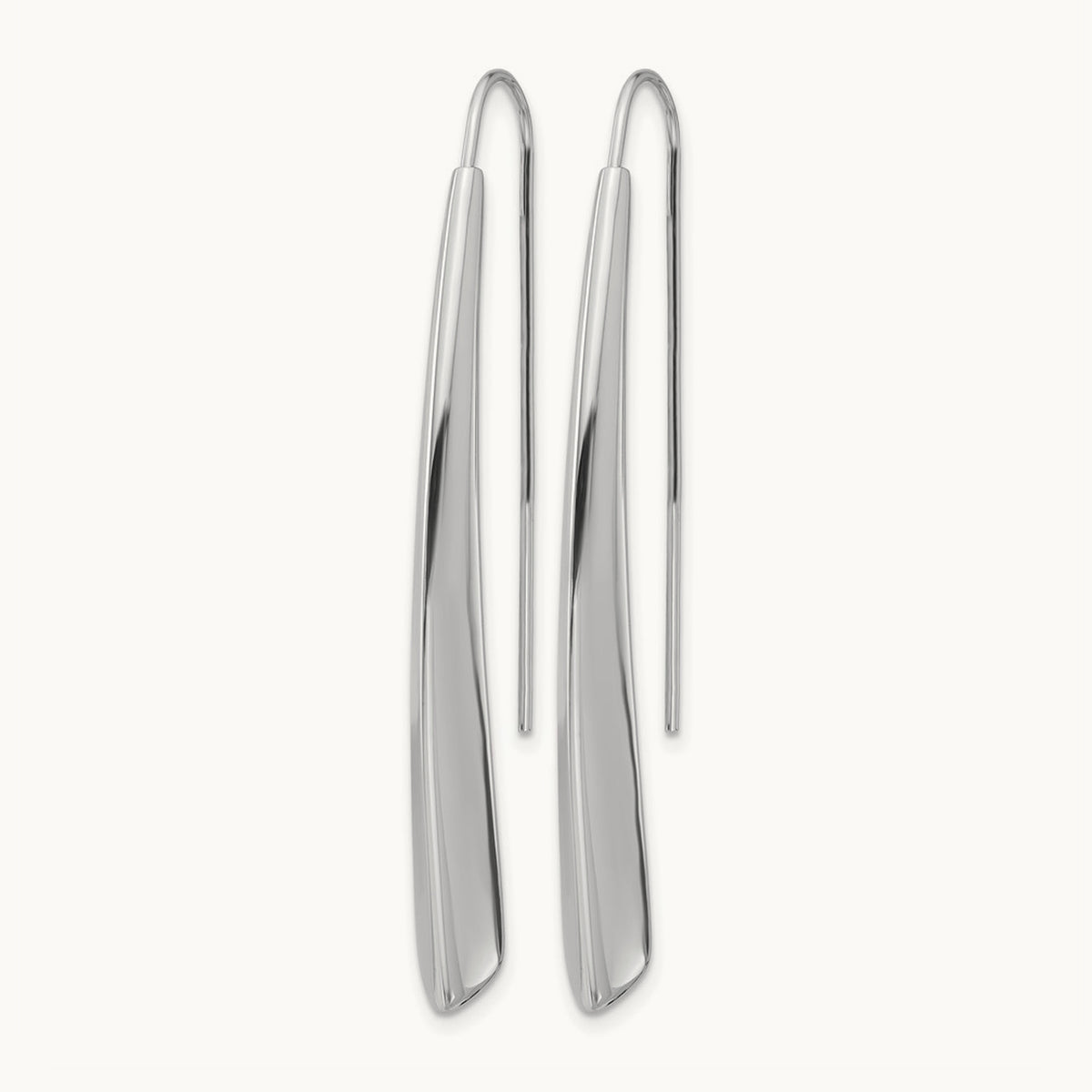 Rhodium-plate Polished Drop Bar Threader Earrings, Sterling Silver — Leslie's