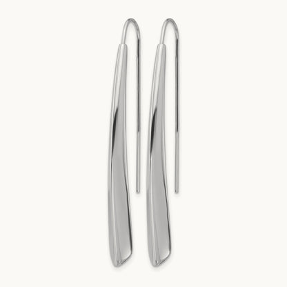 Rhodium-plate Polished Drop Bar Threader Earrings, Sterling Silver — Leslie's
