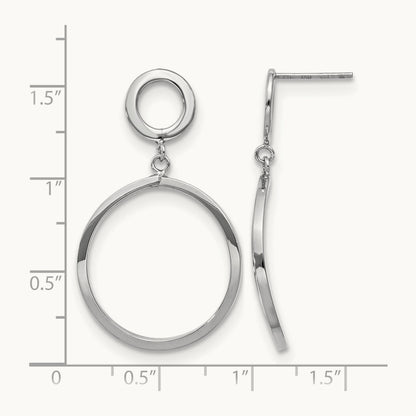 Plating Polished Round Post Dangle Earrings, 10K with White Rhodium — Leslie's