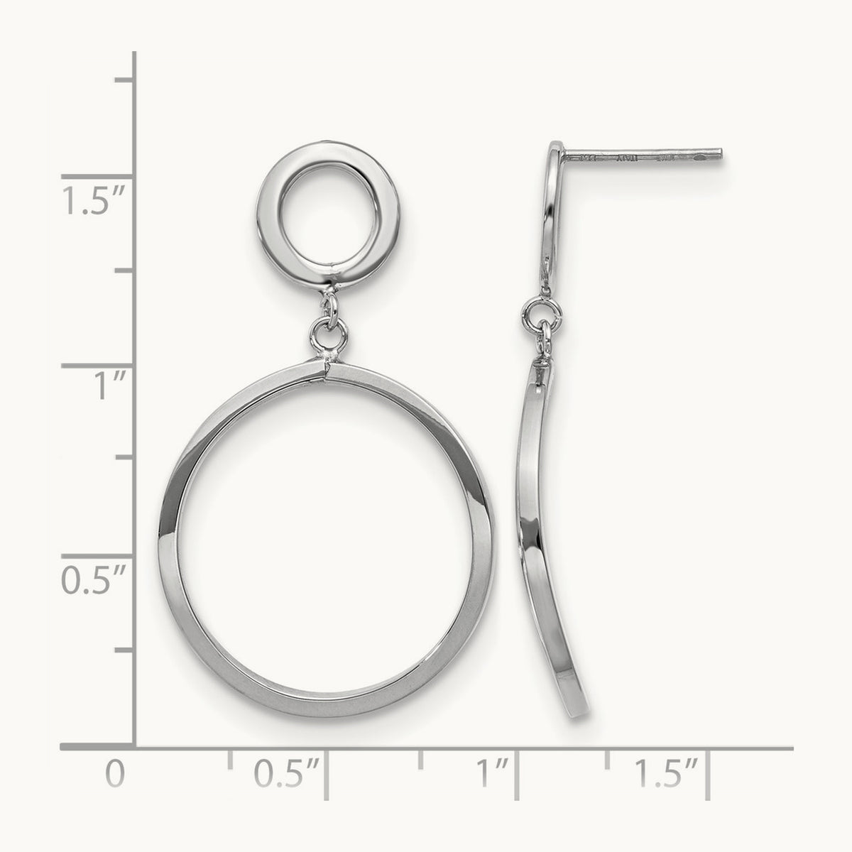 Plating Polished Round Post Dangle Earrings, 10K with White Rhodium — Leslie's