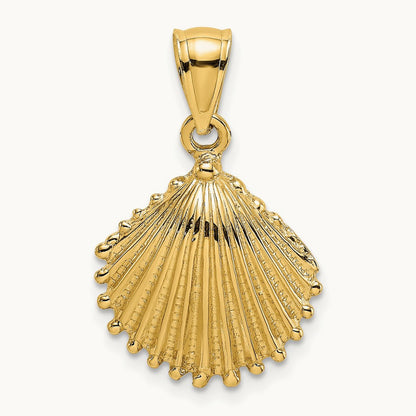 Textured Scallop Shell Charm — 14K Yellow Gold