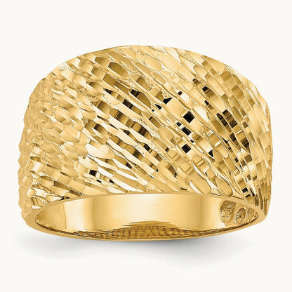 Polished Textured Dome Ring, 14K Gold