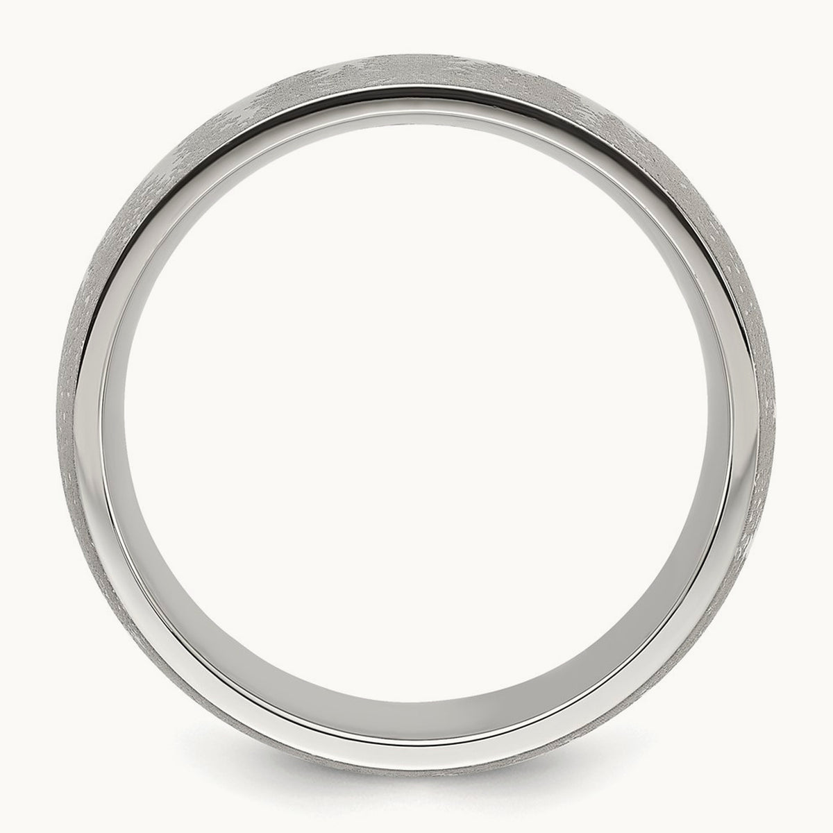 Polished with Lasered Tree Design Band, 8mm, Stainless Steel