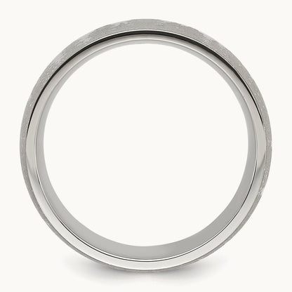 Polished with Lasered Tree Design Band, 8mm, Stainless Steel