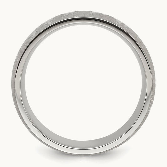 Polished with Lasered Tree Design Band, 8mm, Stainless Steel