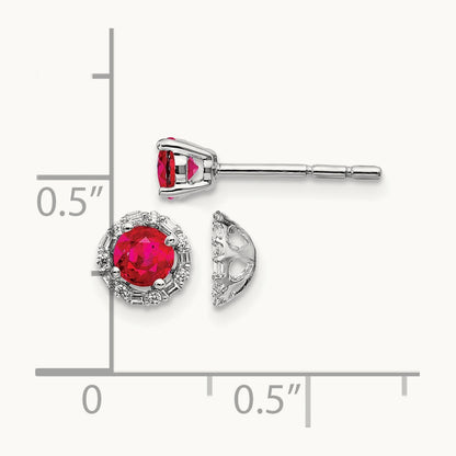 Diamond and Ruby Stud w/ Jacket Earrings, 14K White Gold