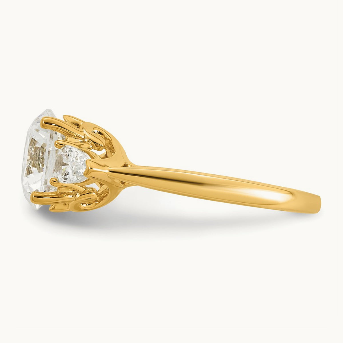 Round with Pear 3 Stone Engagement Ring, 1.25-3.50 ct tw Lab-Grown Diamond — 3 5/8 ct, 14K Yellow Gold
