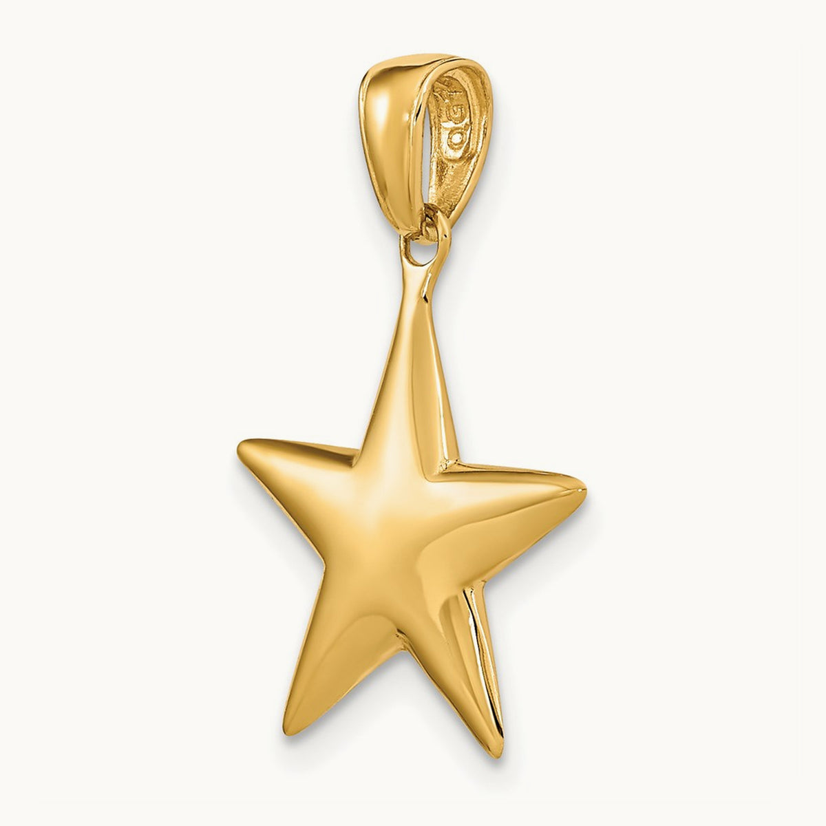 Polished 3-D Star Pendant, 14K