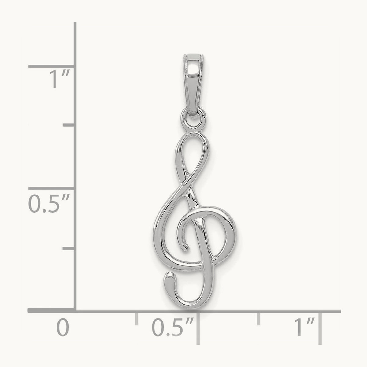 3-D Treble Clef Pendant — 14K White Gold