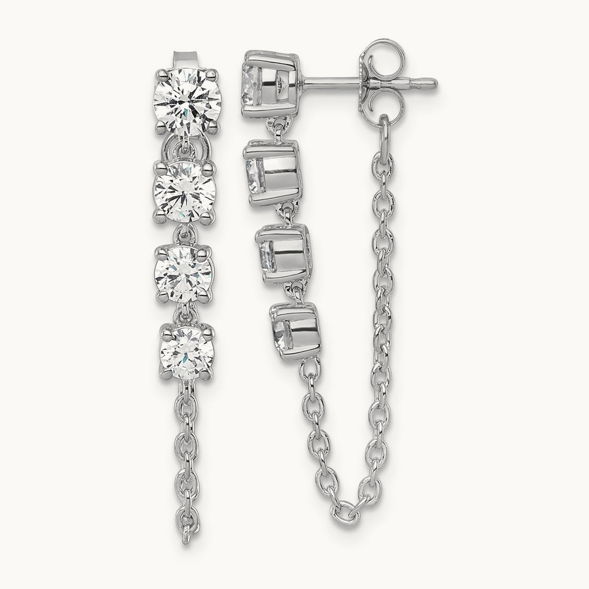 Earrings, 2.00 ct tw Lab-Grown Diamond — 14K White Gold