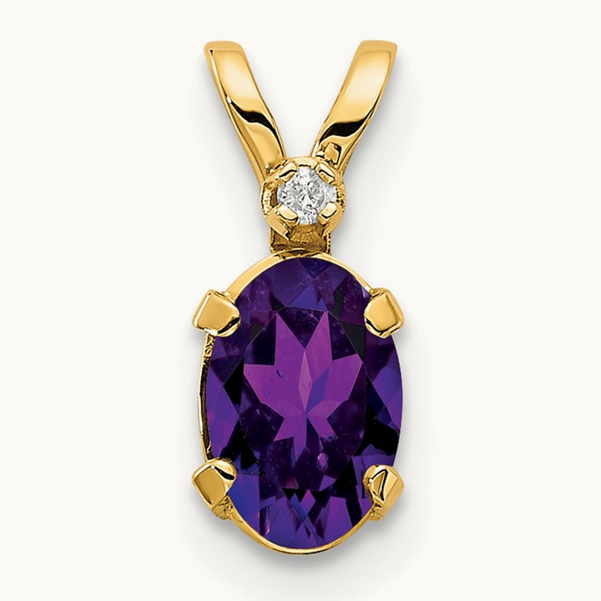 Diamond & Amethyst Birthstone Pendant — 14K Yellow Gold