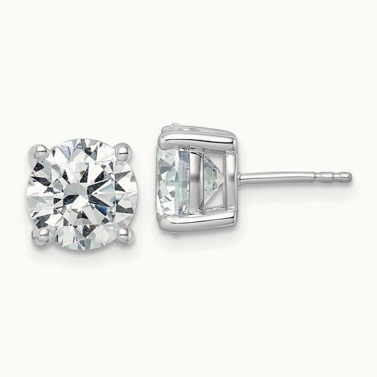 Round Lightweight Earrings, 0.25-6.00 ct tw Lab-Grown Diamond — 5 ct, 10K White Gold