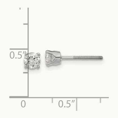 AA Quality Complete Diamond Stud Earring, 14K White Gold
