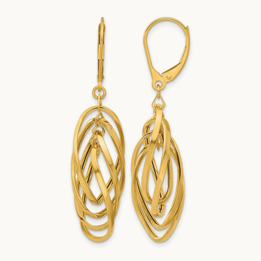 Polished Oval Twisted Dangle Leverback Earrings — photo set