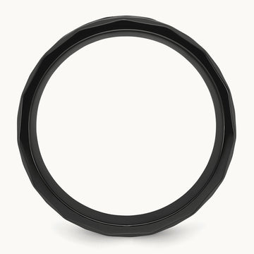 Black Zirconium Polished Faceted w/Wood and Deer Antler Inlay Band