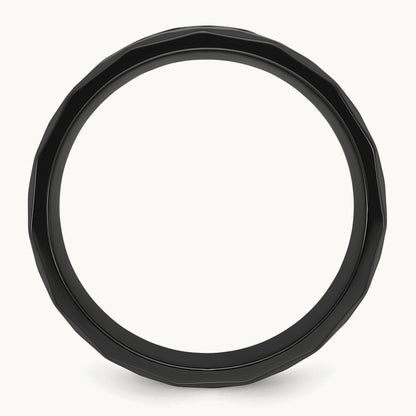 Black Zirconium Polished Faceted w/Wood and Deer Antler Inlay Band