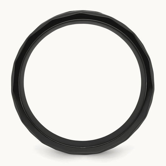 Black Zirconium Polished Faceted w/Wood and Deer Antler Inlay Band