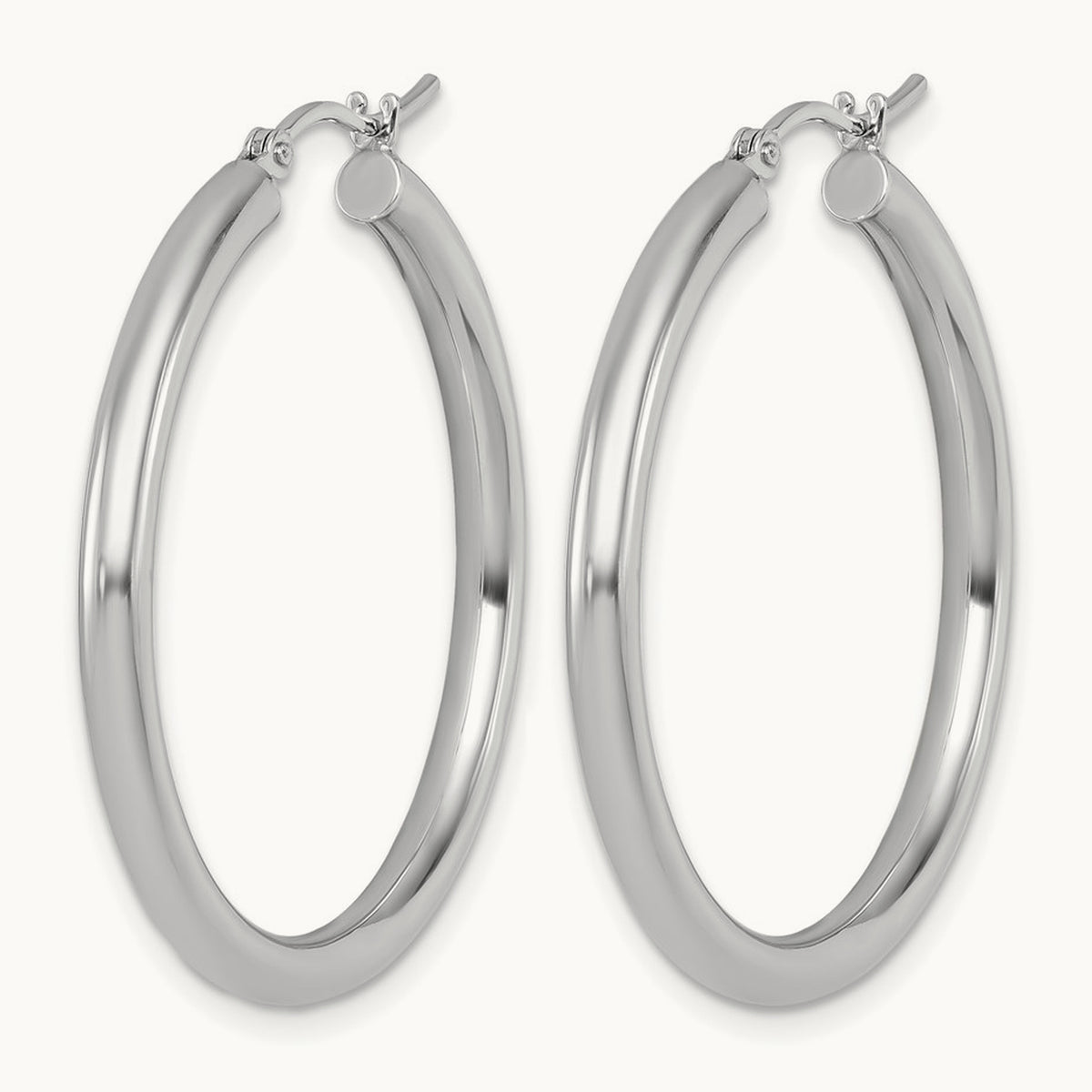 Polished Hinged Hoop Earrings, 10K White Gold — Leslie's