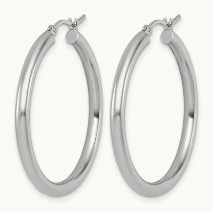 Polished Hinged Hoop Earrings, 10K White Gold — Leslie's