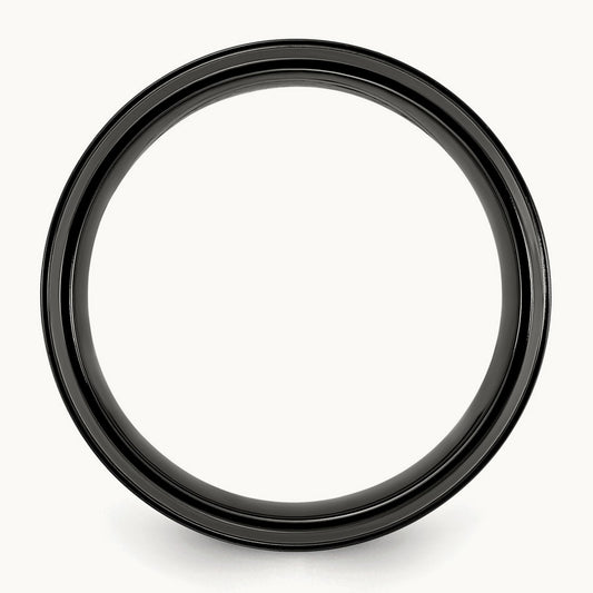 Black Titainium Polished with Grey Carbon Fiber Inlay Band, 8.00mm