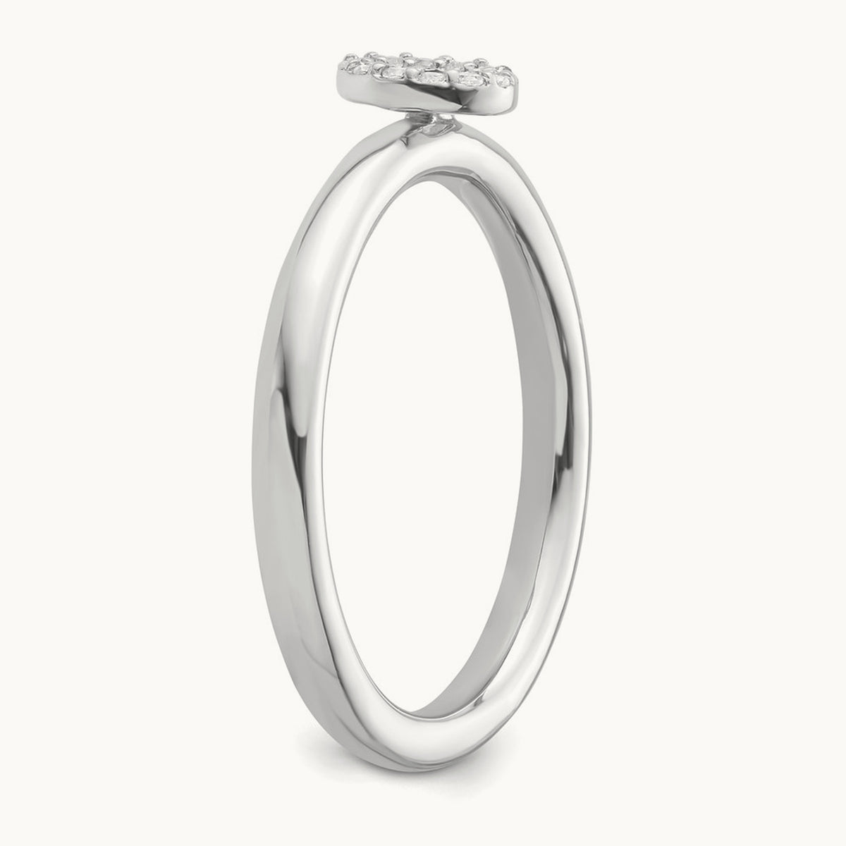 Stackable Diamond Ring — 14K White Gold, O
