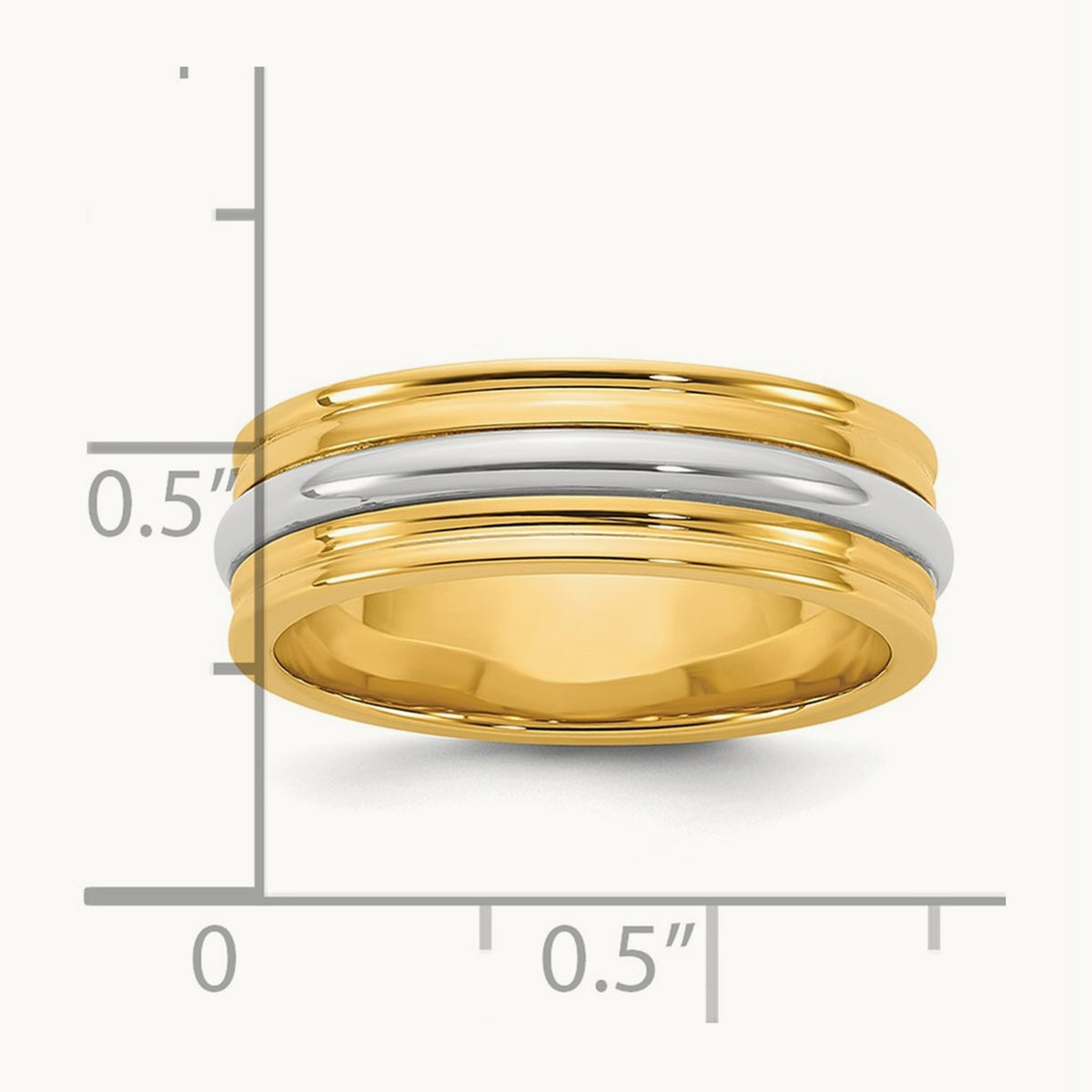 Y/W Single Banded Wedding Band, 6mm, 14K Two-tone