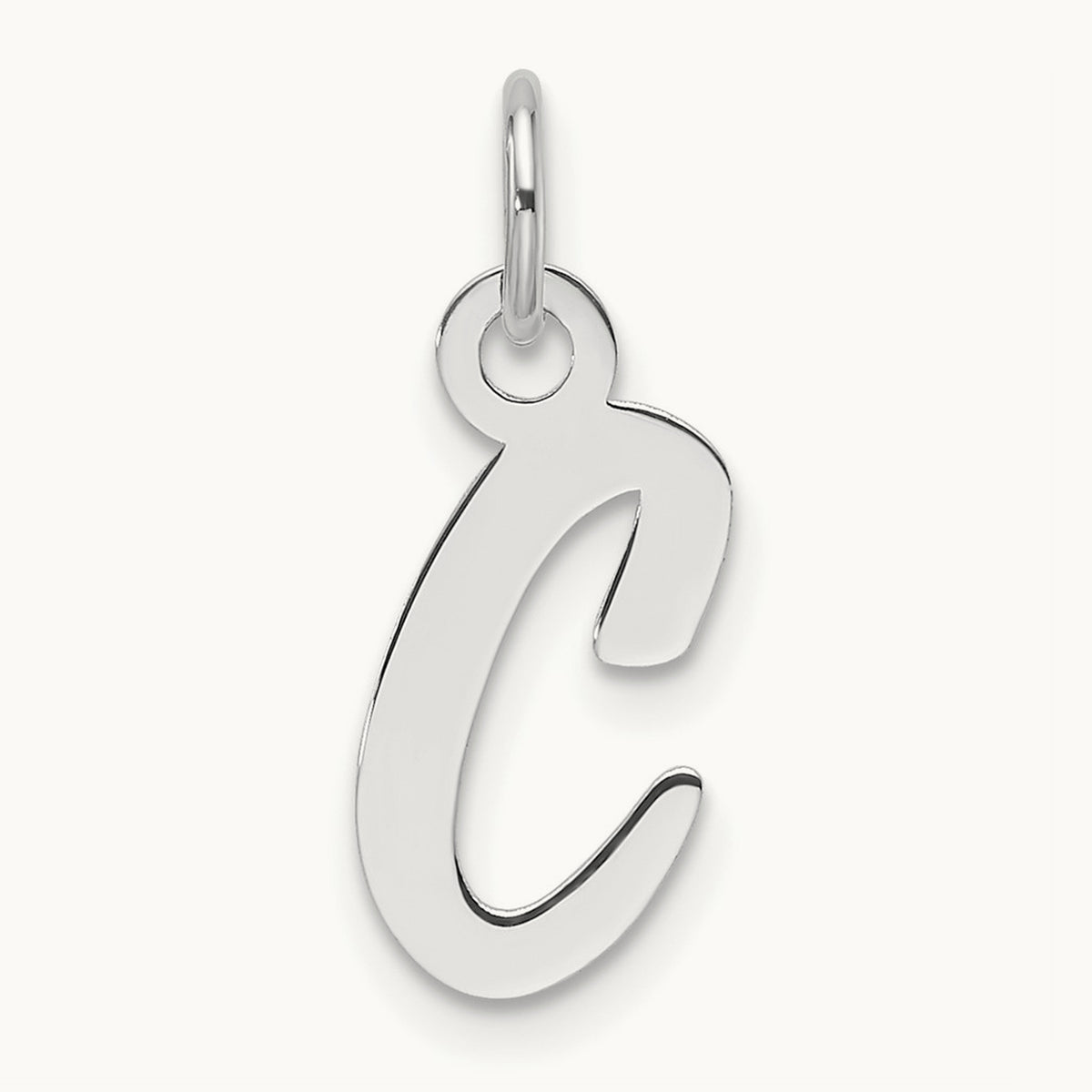Slanted Block Initial Charm — 14K White Gold, C