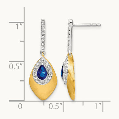 Sapphire and Diamond Dangle Earrings, 14K Two-tone