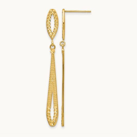 Diamond-cut Dangle Post Earrings — 14K Yellow Gold