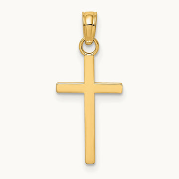 Polished Small Cross Charm, 14K