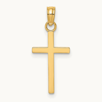 Polished Small Cross Charm, 14K