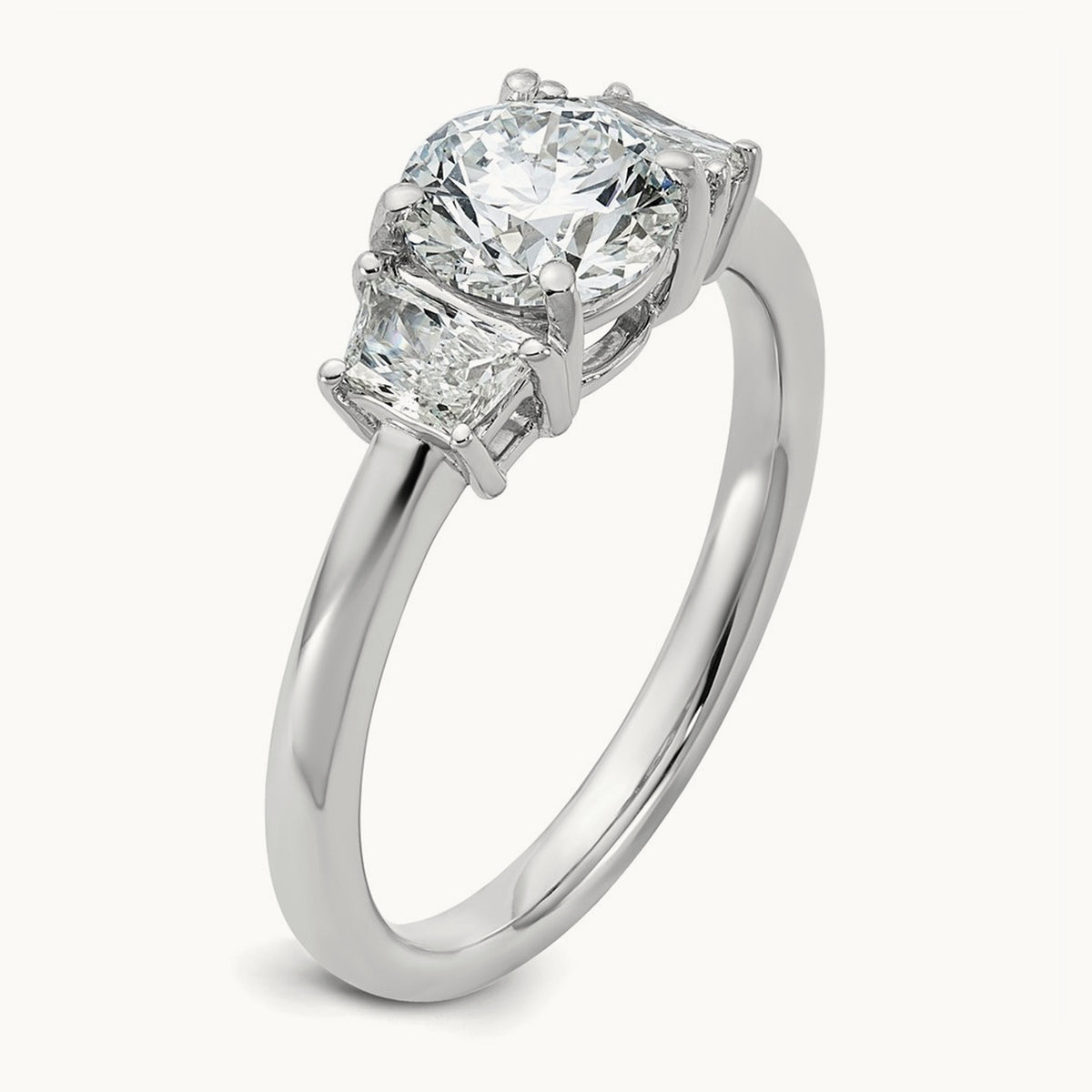 Trapezoid Sidestones Engagement Ring, 0.25-3.75 ct tw Lab-Grown Diamond — 14K White Gold