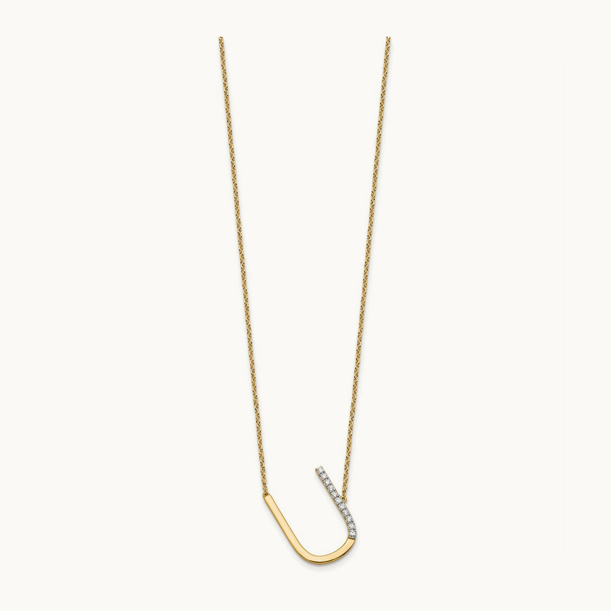 Sideways Diamond Necklace — 14K Yellow Gold, U