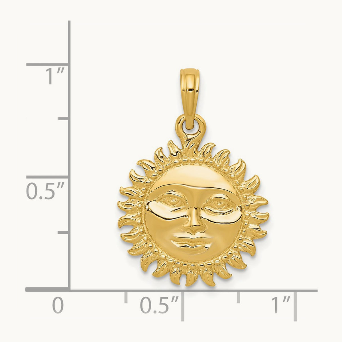 Solid Polished Reversible Sun Pendant, 14K